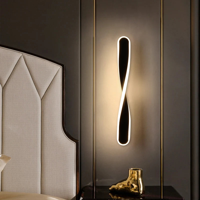 Spiral LED wall light in brushed aluminium
