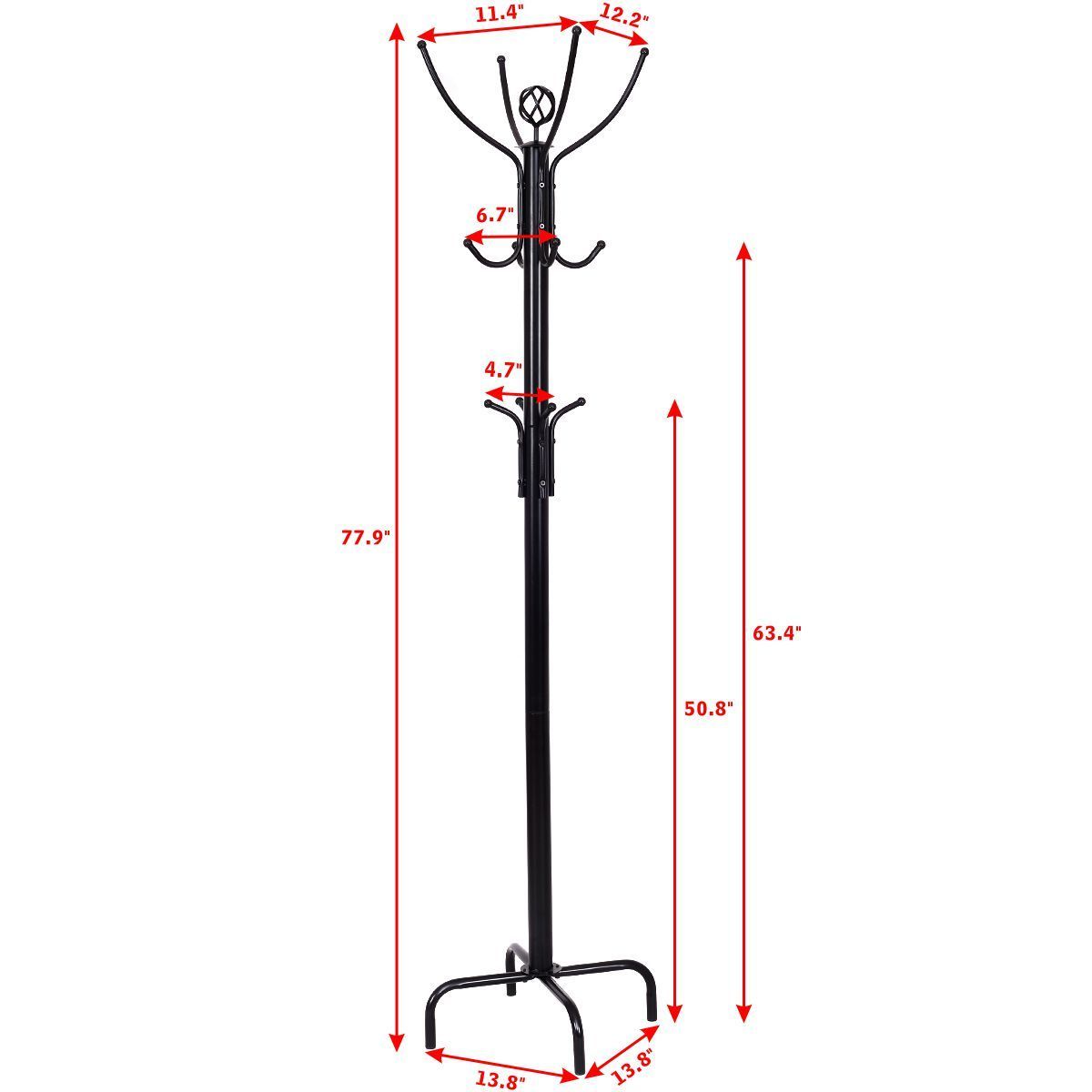 Metal coat rack dimensions